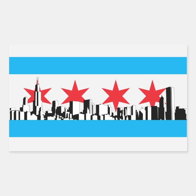 Sticker Rectangulaire Drapeau de Chicago (Devant)