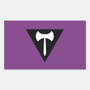 Sticker Rectangulaire Drapeau de fierté lesbienne Ax pourpre