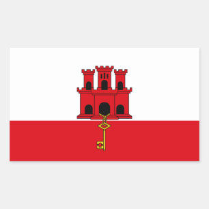 Sticker Rectangulaire Drapeau de Gibraltar. Grande-Bretagne, Grande-Bret