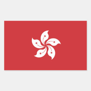 Sticker Rectangulaire Drapeau de Hong Kong