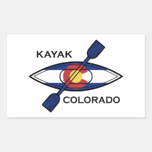 Sticker Rectangulaire Drapeau de Kayak Colorado