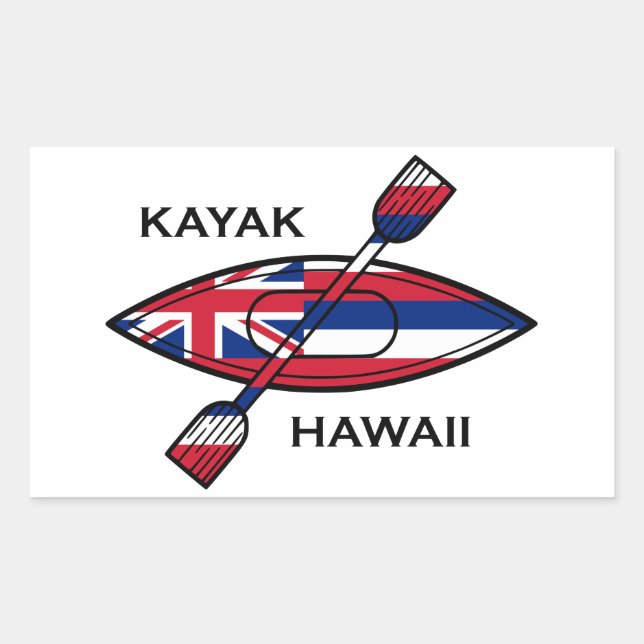 Sticker Rectangulaire Drapeau de Kayak Hawaii (Devant)