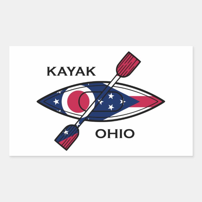 Sticker Rectangulaire Drapeau de Kayak Ohio (Devant)
