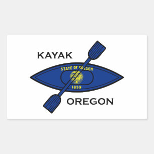 Sticker Rectangulaire Drapeau de Kayak Oregon