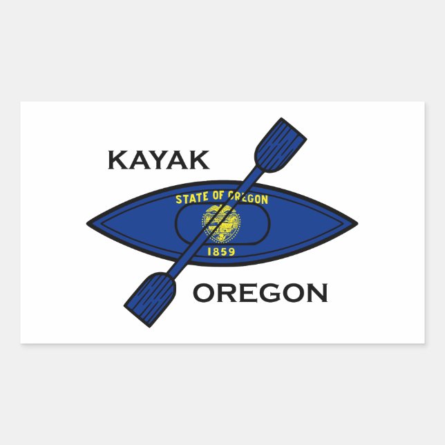 Sticker Rectangulaire Drapeau de Kayak Oregon (Devant)
