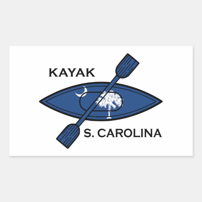 Sticker Rectangulaire Drapeau de la Caroline du Sud Kayak (Devant)