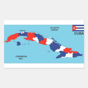 Sticker Rectangulaire drapeau de la carte politique du pays de Cuba