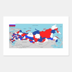 Sticker Rectangulaire drapeau de la carte politique du pays de russie
