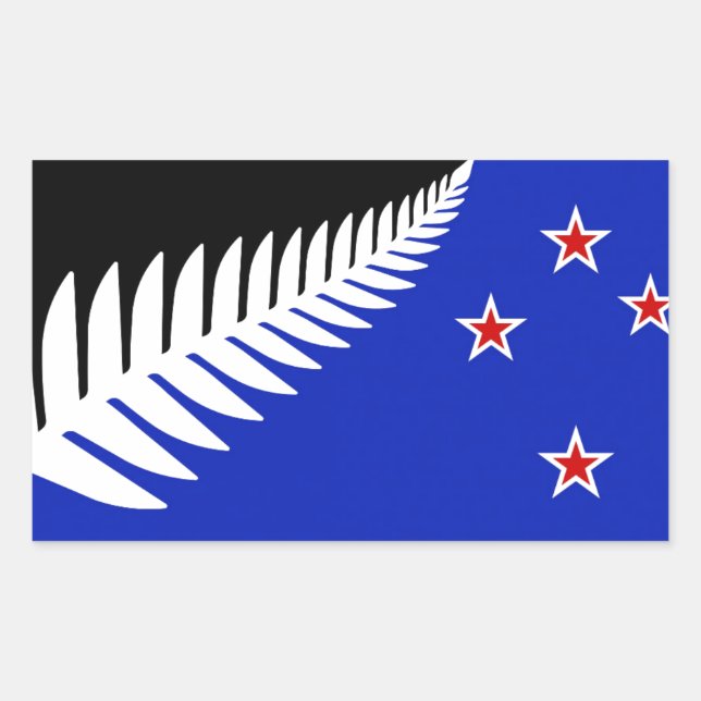 Sticker Rectangulaire Drapeau de la Ferme argentée de Nouvelle-Zélande (Devant)