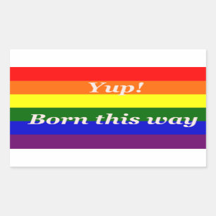 Sticker Rectangulaire Drapeau de la fierté gay Drapeau arc-en-ciel Ouais