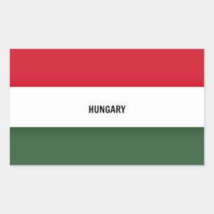 Sticker Rectangulaire Drapeau de la Hongrie, étiqueté,