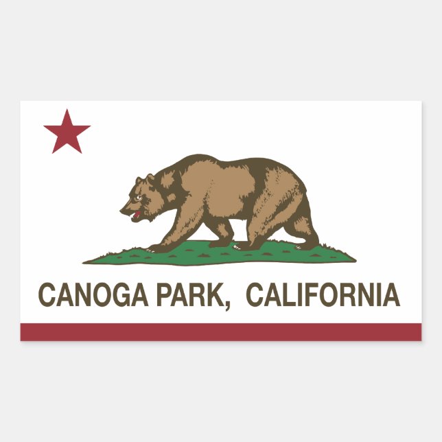 Sticker Rectangulaire Drapeau de la République de Californie Canoga Park (Devant)
