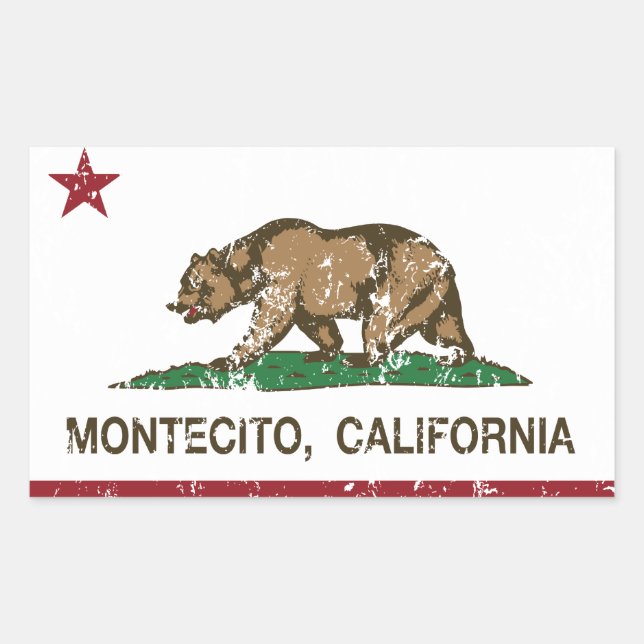 Sticker Rectangulaire Drapeau de la République de Californie Montecito (Devant)