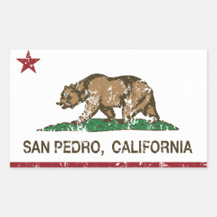 Sticker Rectangulaire Drapeau de la République de Californie San Pedro