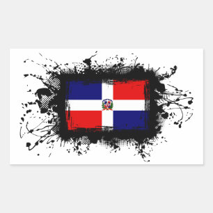 Sticker Rectangulaire Drapeau de la République Dominicaine