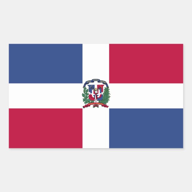Sticker Rectangulaire Drapeau de la République Dominicaine (Devant)