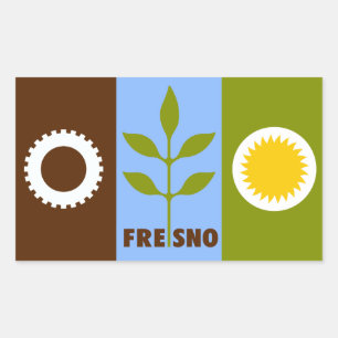 Sticker Rectangulaire Drapeau de la ville de Fresno, Californie Sti rect