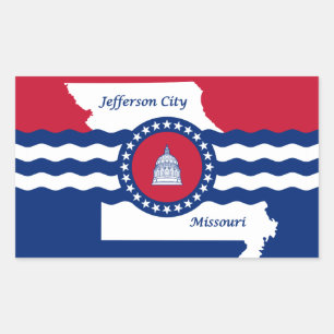 Sticker Rectangulaire Drapeau de la ville de Jefferson, Missouri Bâton r