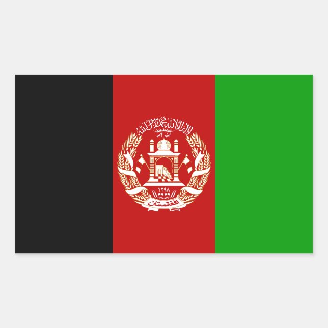 Sticker Rectangulaire Drapeau de l'Afghanistan patriotique (Devant)