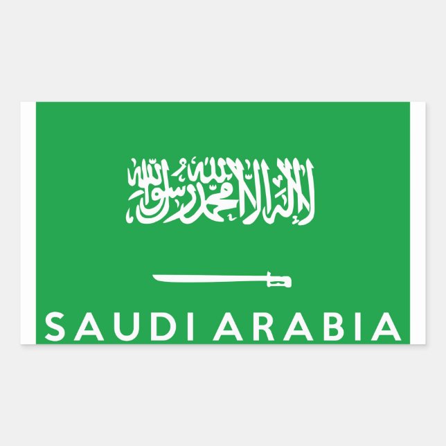 Sticker Rectangulaire drapeau de l'arabie saoudite nom du pays (Devant)