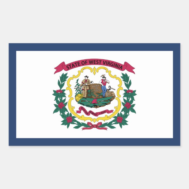 Sticker Rectangulaire Drapeau de l'État de Virginie occidentale (Devant)