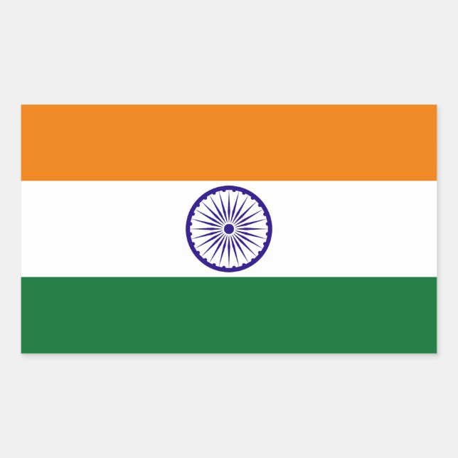 Sticker Rectangulaire Drapeau de l'Inde (Devant)