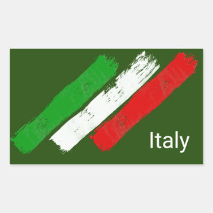 Sticker Rectangulaire Drapeau de l'Italie.brush strokes.
