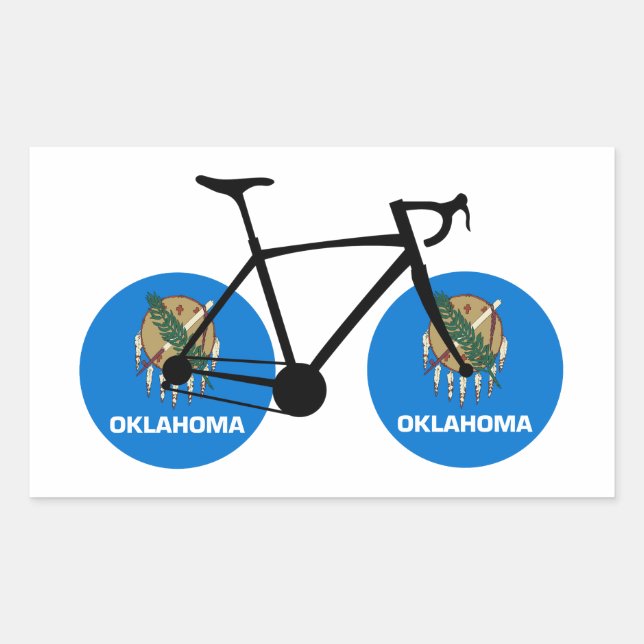 Sticker Rectangulaire Drapeau de l'Oklahoma à vélo (Devant)