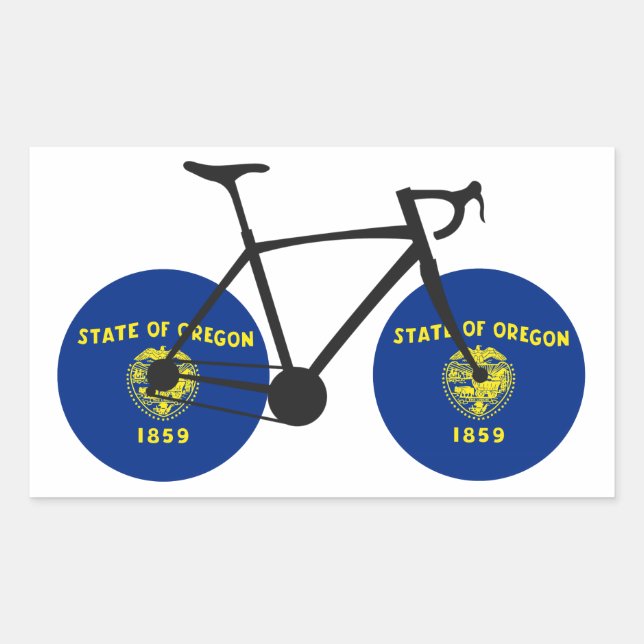 Sticker Rectangulaire Drapeau de l'Oregon à vélo (Devant)