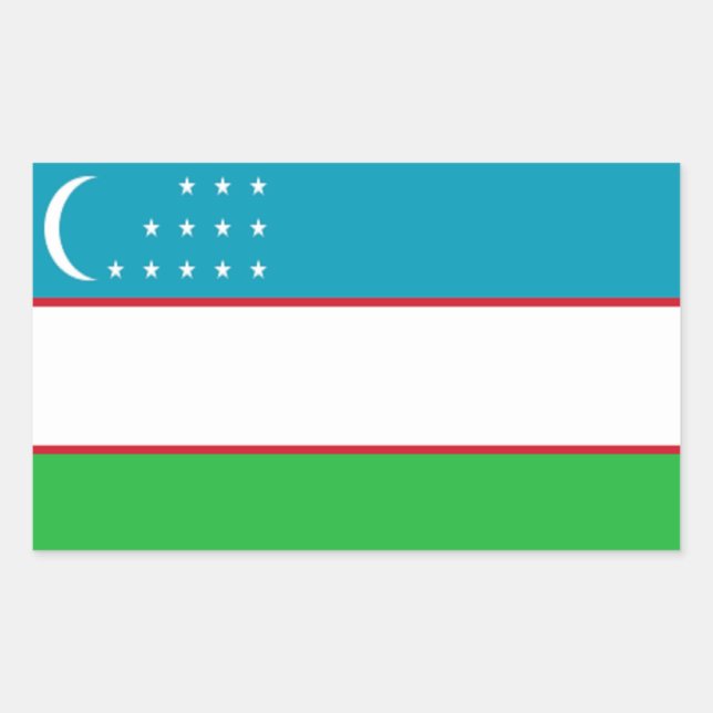 Sticker Rectangulaire Drapeau de l'Ouzbékistan (Devant)