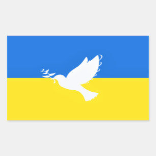 Sticker Rectangulaire Drapeau de l'Ukraine - La colombe de la paix - Lib