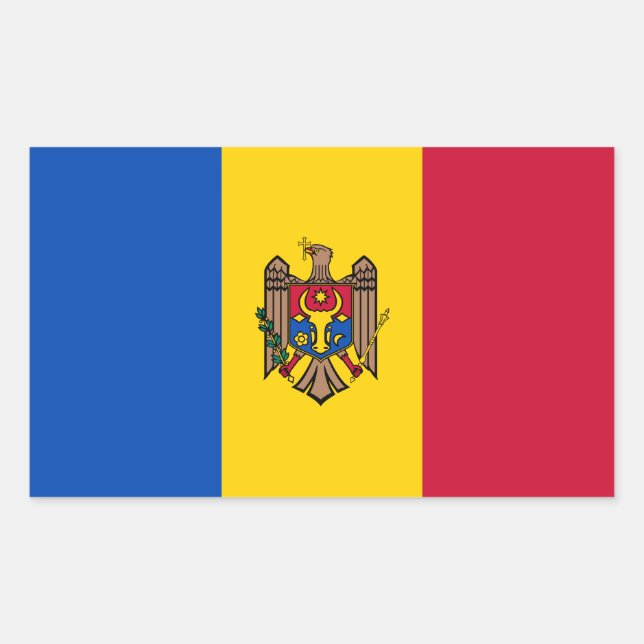Sticker Rectangulaire Drapeau de Moldova (Devant)