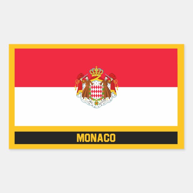 Sticker Rectangulaire Drapeau de Monaco (Devant)