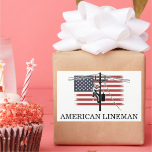 Sticker Rectangulaire Drapeau de Monteur de Lignes Américain – Électrici