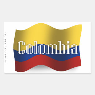 Sticker Rectangulaire Drapeau de ondulation de la Colombie