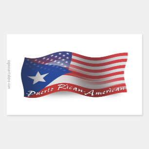 Sticker Rectangulaire Drapeau de ondulation Rican-Américain de Puerto
