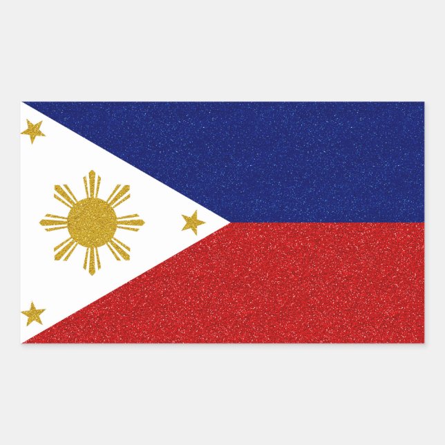 Sticker Rectangulaire Drapeau de Parties scintillant des Philippines (Devant)