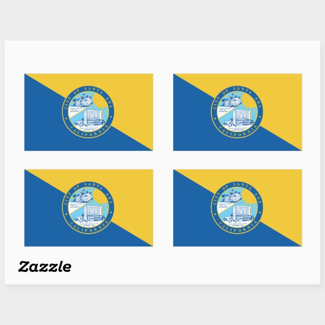 Sticker Rectangulaire Drapeau de Père Noël Ana, Californie (Feuille)