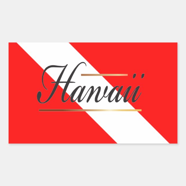 Sticker Rectangulaire Drapeau de plongée Hawaii (Devant)