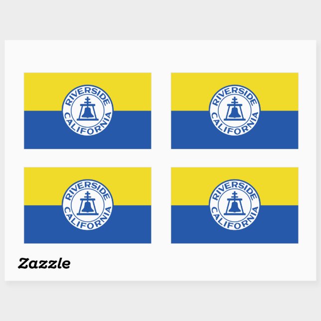Sticker Rectangulaire Drapeau de Riverside, Californie (Feuille)