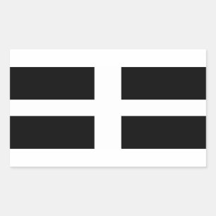 Sticker Rectangulaire Drapeau de Saint Piran / Drapeau de Cornouailles