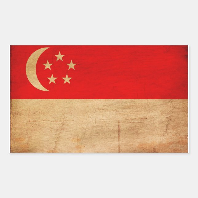 Sticker Rectangulaire Drapeau de Singapour (Devant)