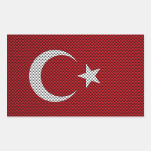 Sticker Rectangulaire Drapeau de Turquie avec effet carbone