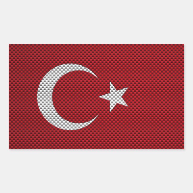 Sticker Rectangulaire Drapeau de Turquie avec effet carbone (Devant)