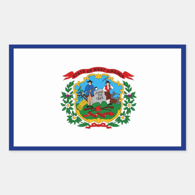 Sticker Rectangulaire Drapeau de Virginie occidentale (Devant)