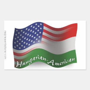Sticker Rectangulaire Drapeau de vol hongrois-américain