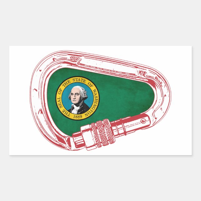 Sticker Rectangulaire Drapeau de Washington Carabiner Escalade (Devant)