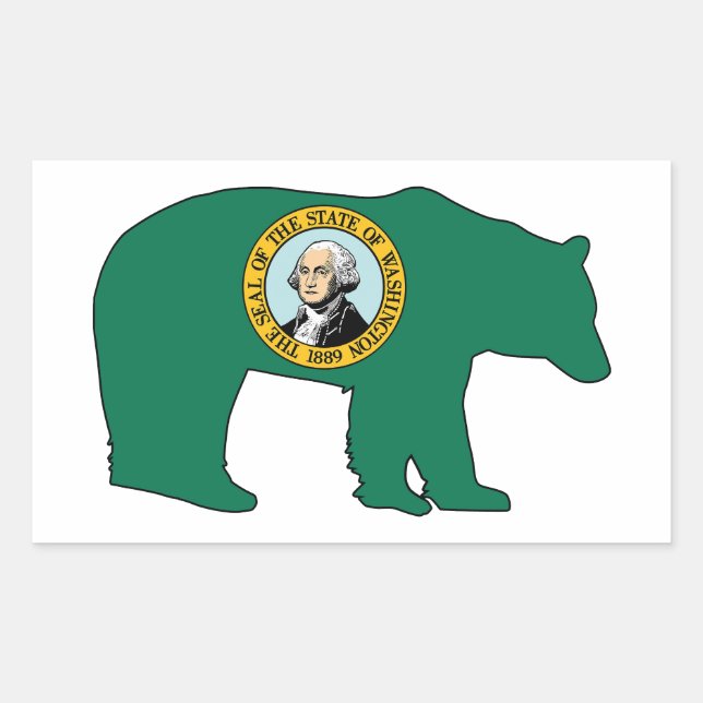 Sticker Rectangulaire Drapeau de Washington ours (Devant)