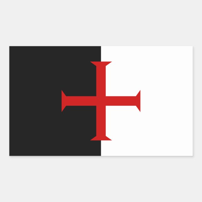 Sticker Rectangulaire Drapeau des chevaliers Templar (Devant)