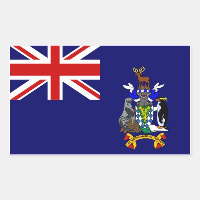 Sticker Rectangulaire Drapeau des îles de Géorgie du Sud et Sandwich du  (Devant)